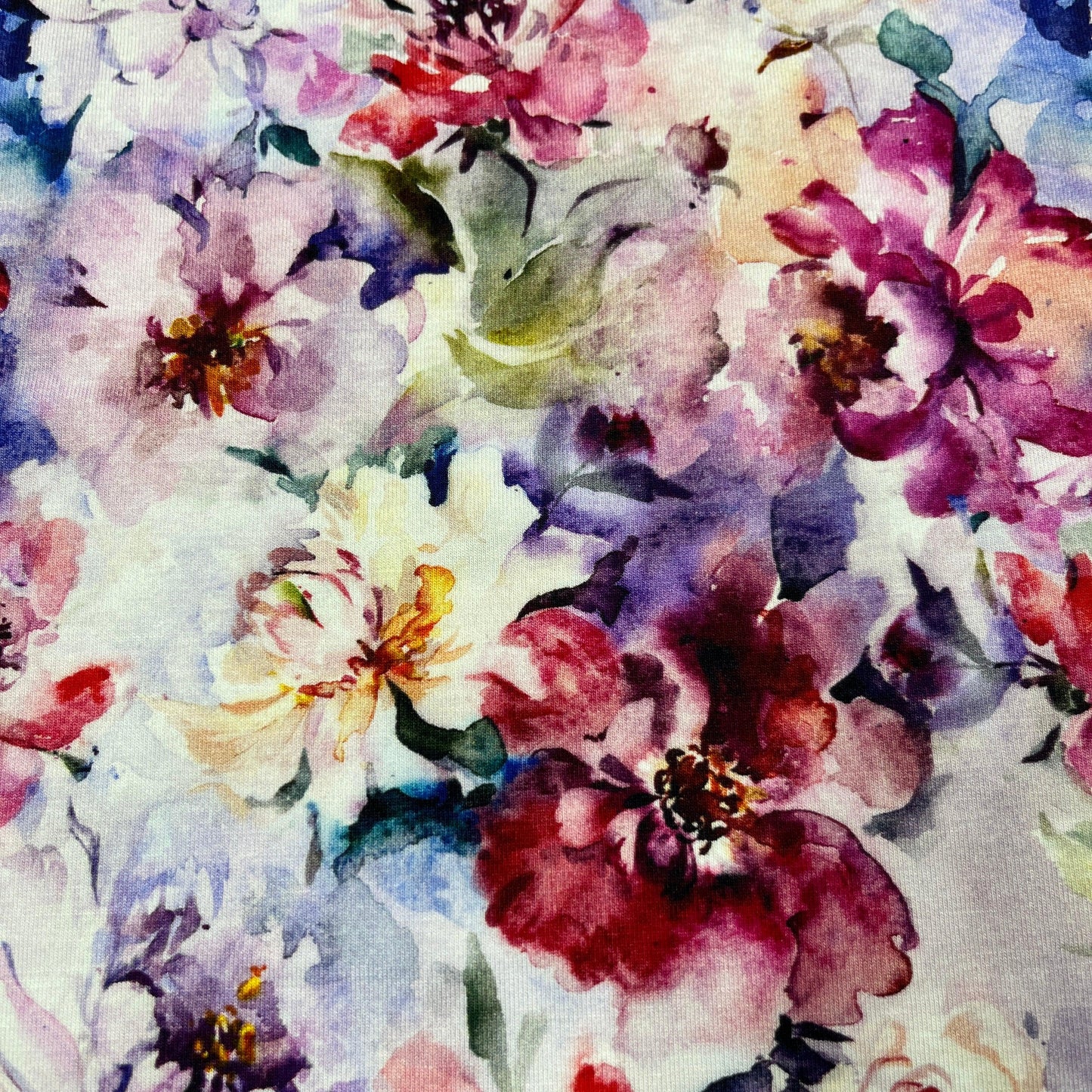 Watercolor Floral on Bamboo Stretch French Terry Fabric - Nature's Fabrics