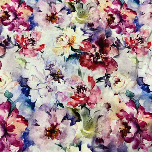 Watercolor Floral on Bamboo/Spandex Jersey Fabric - Nature's Fabrics