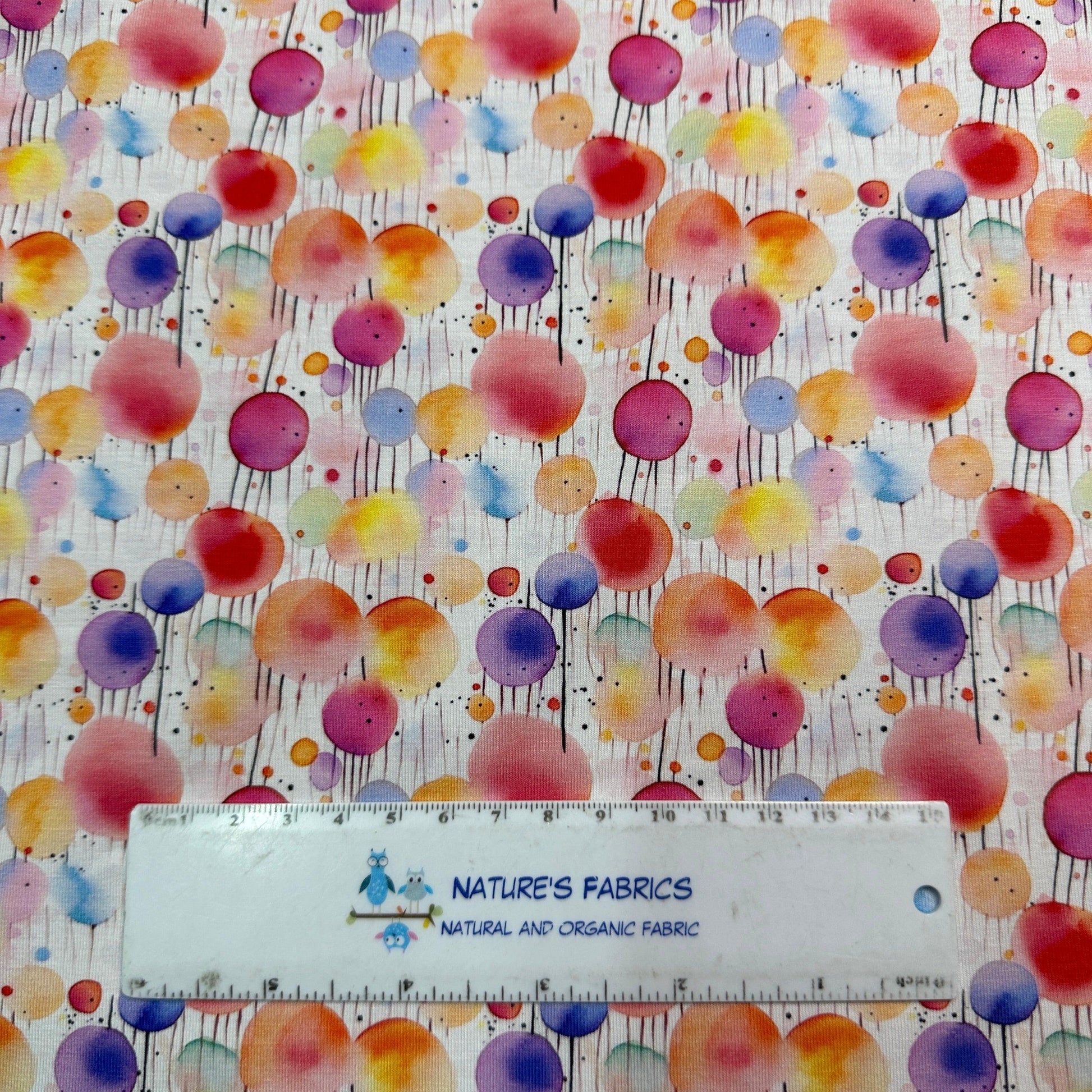 Watercolor Spots on Bamboo/Spandex Jersey Fabric - Nature's Fabrics