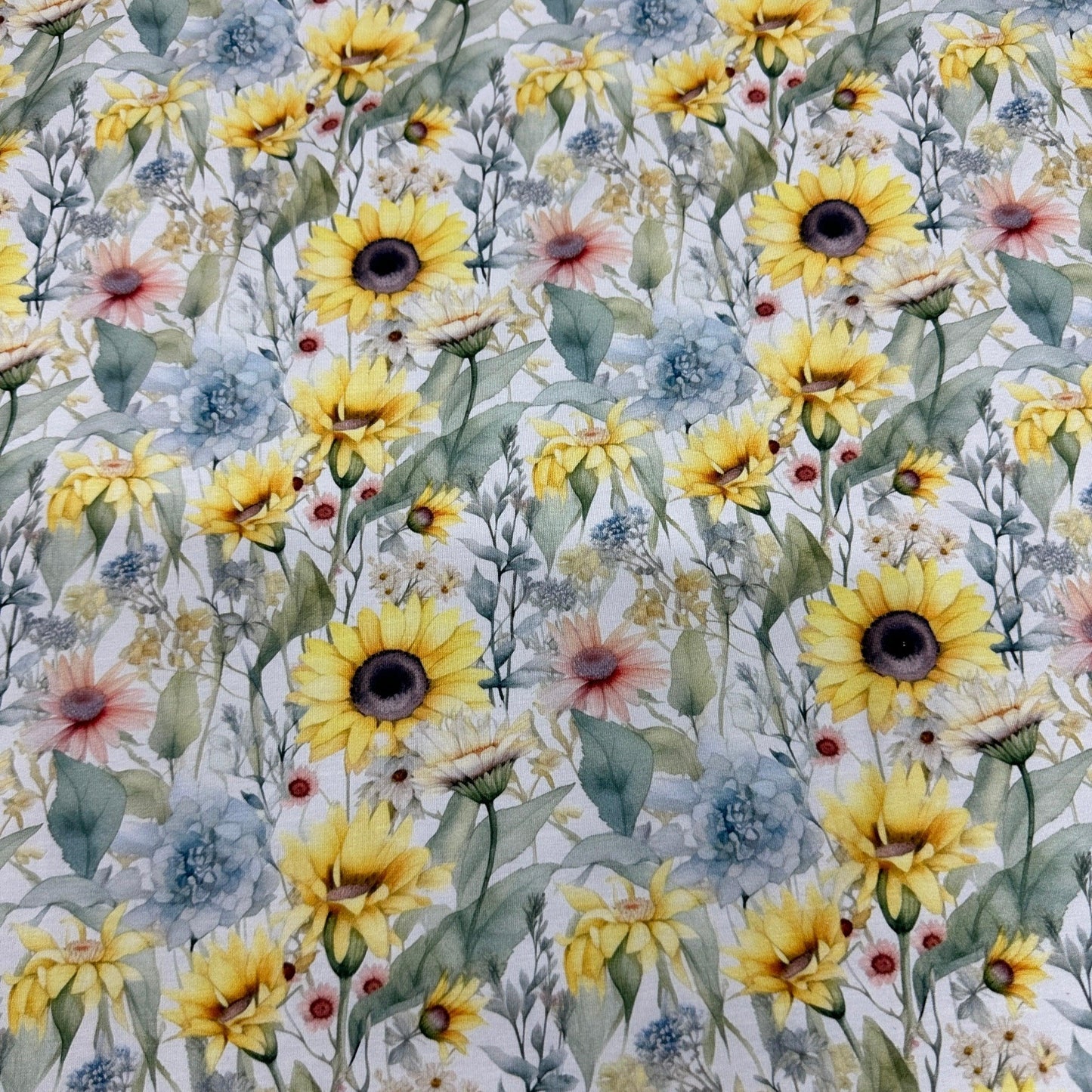 Watercolor Wildflowers on Bamboo/Spandex Jersey Fabric - Nature's Fabrics