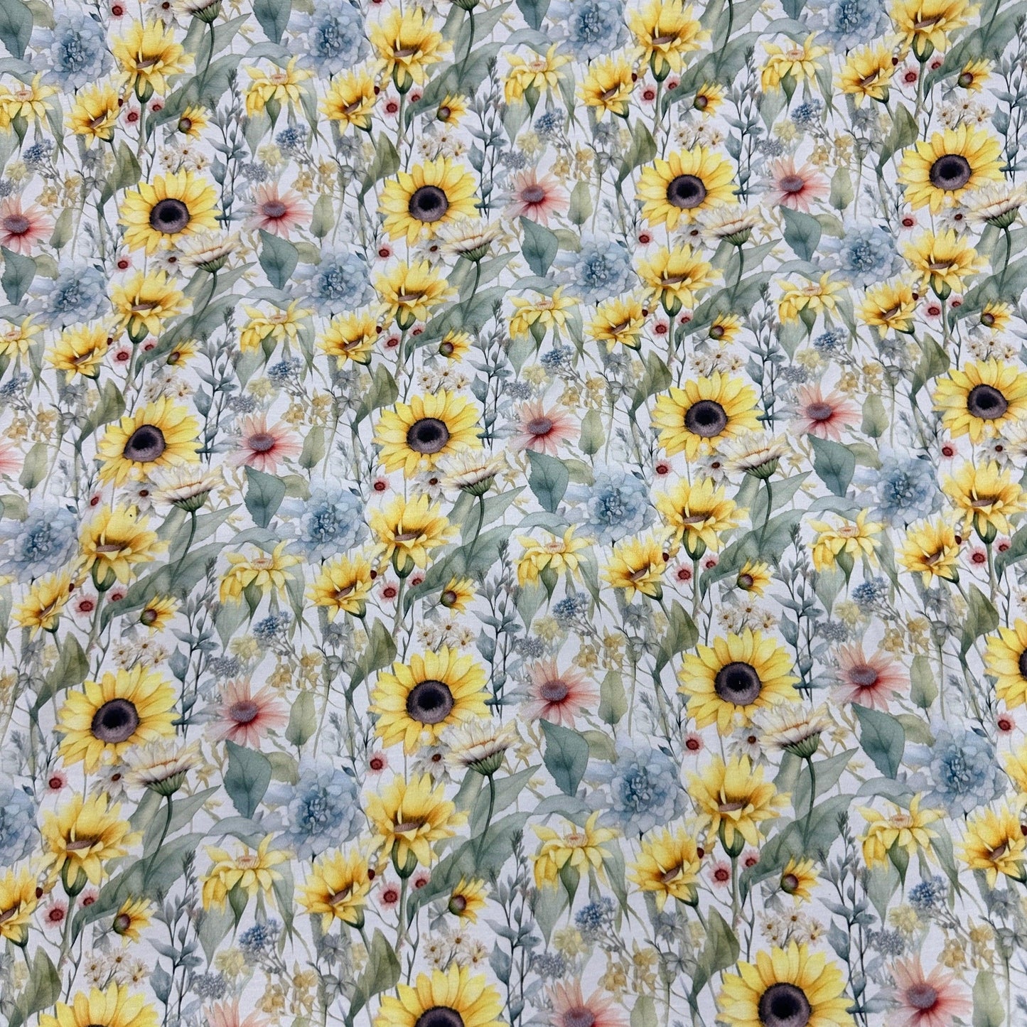 Watercolor Wildflowers on Bamboo/Spandex Jersey Fabric - Nature's Fabrics