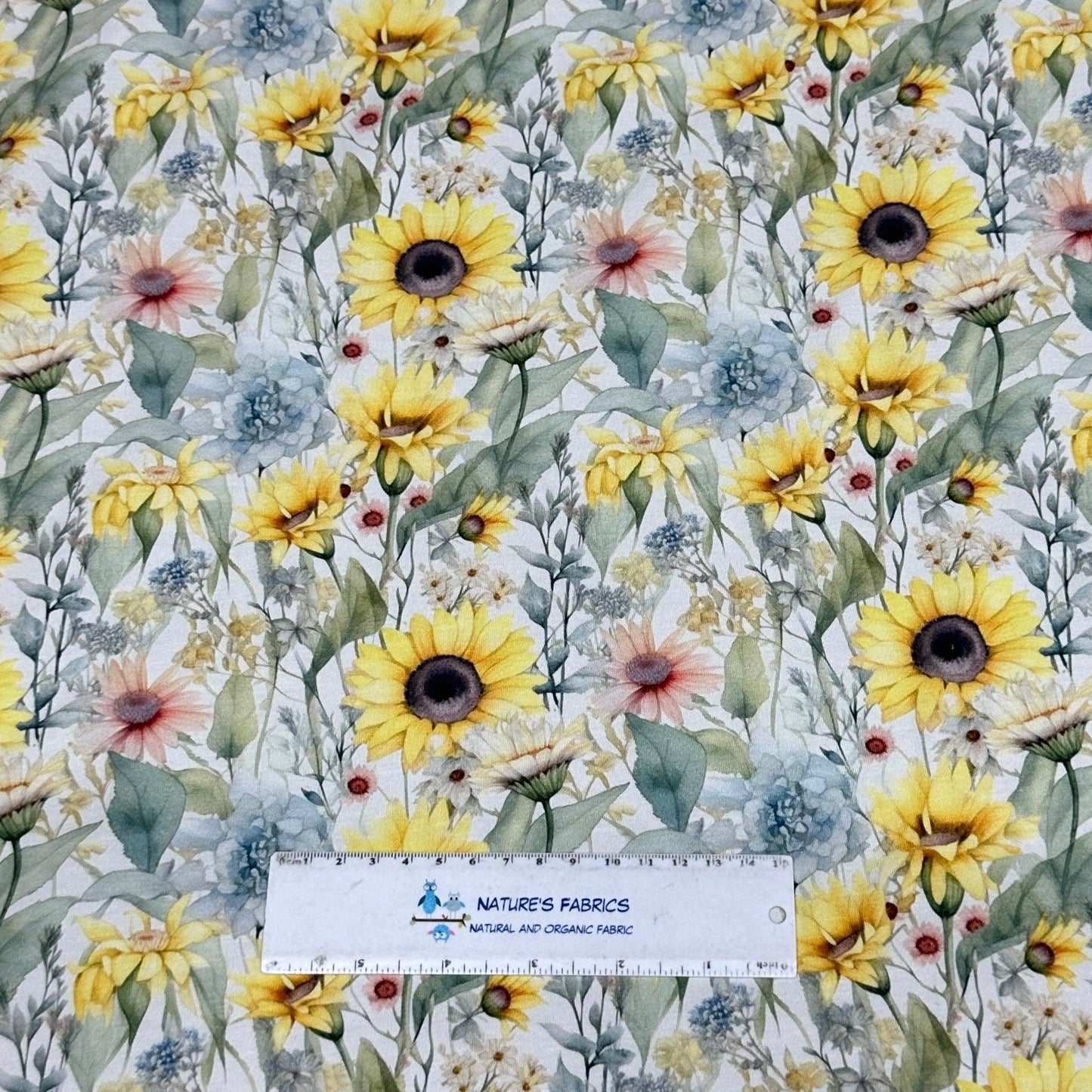 Watercolor Wildflowers on Bamboo/Spandex Jersey Fabric - Nature's Fabrics