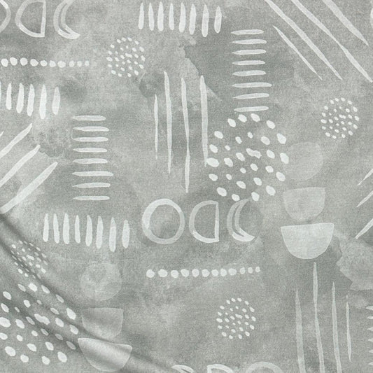 White Abstract on Ocean Bamboo/Spandex Jersey Fabric - Nature's Fabrics