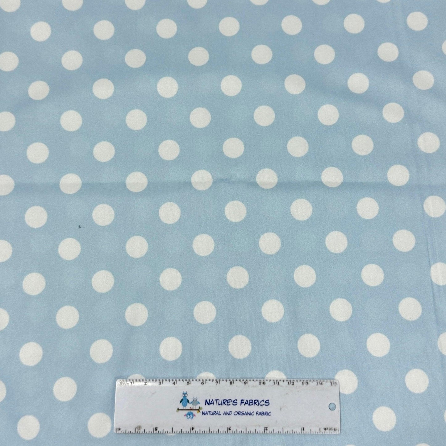 White Dots on Blue 1 mil PUL Fabric - Made in the USA - Nature's Fabrics