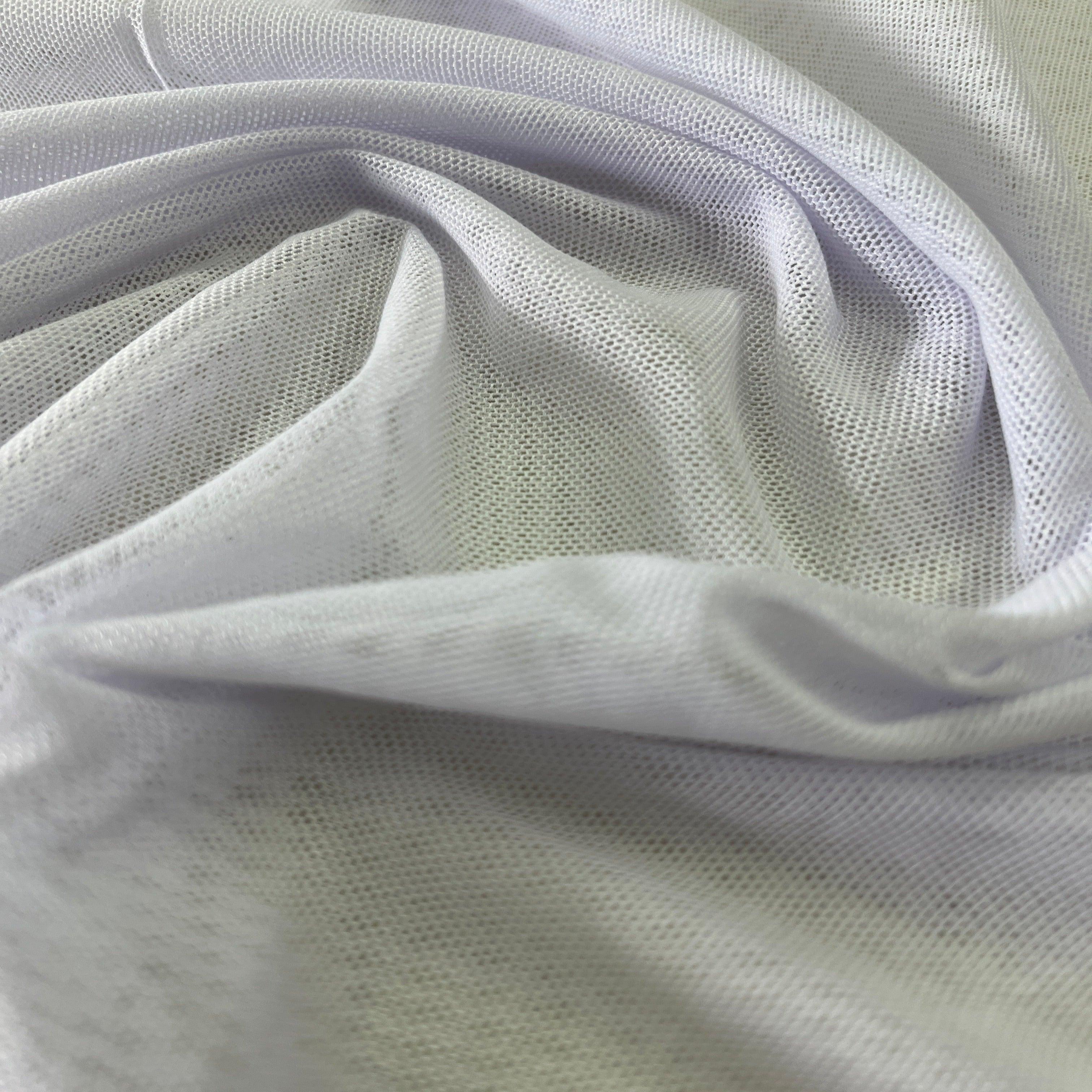 White stretch shop mesh fabric