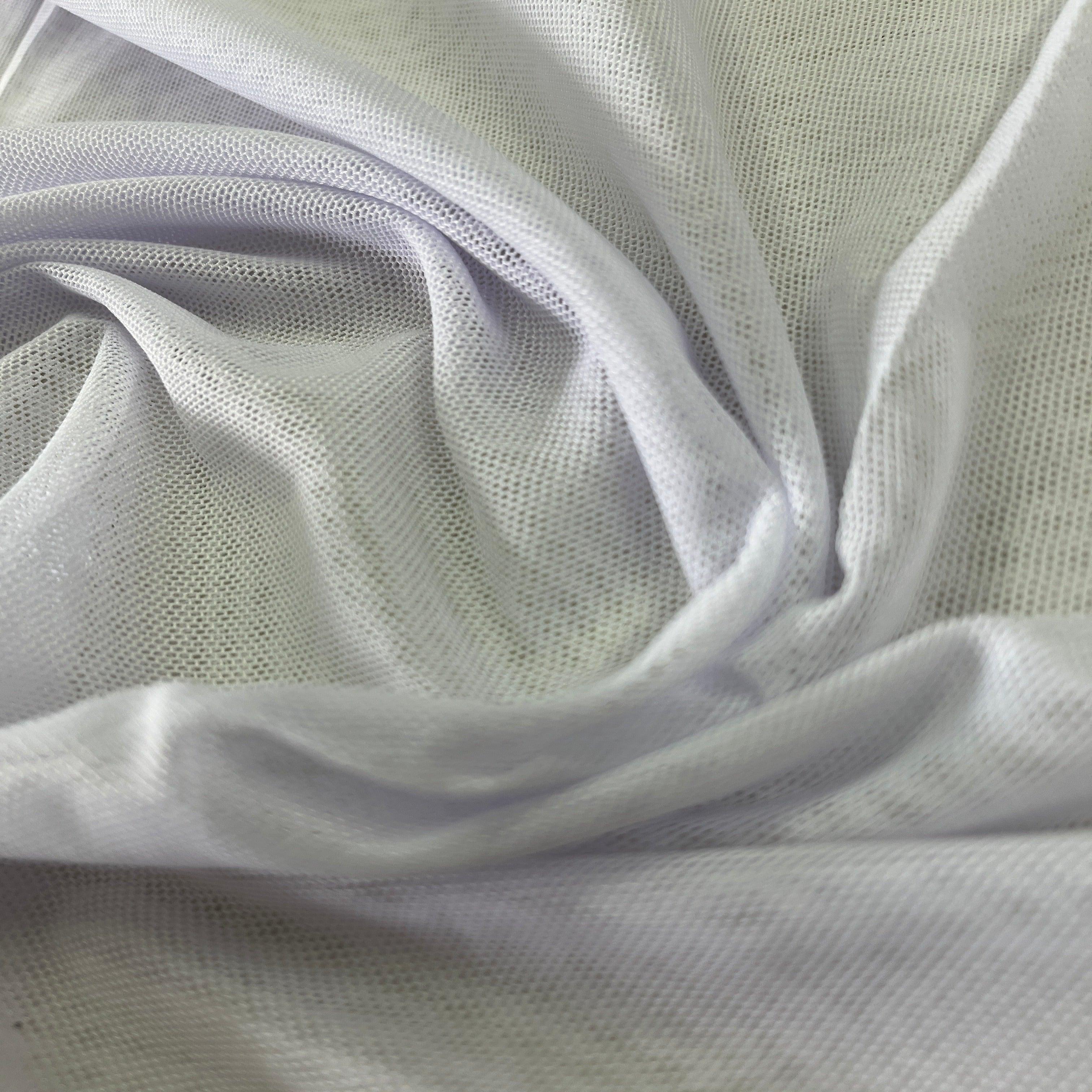 White stretch mesh deals fabric