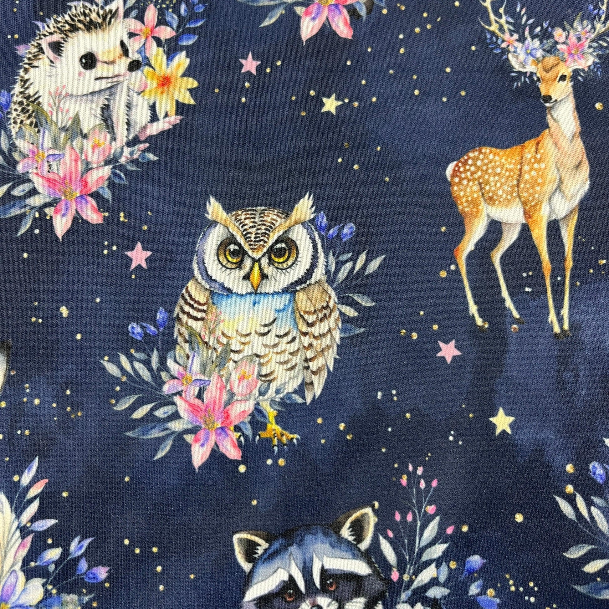 Wild Animals on Navy 1 mil PUL Fabric- Made in the USA - Nature's Fabrics