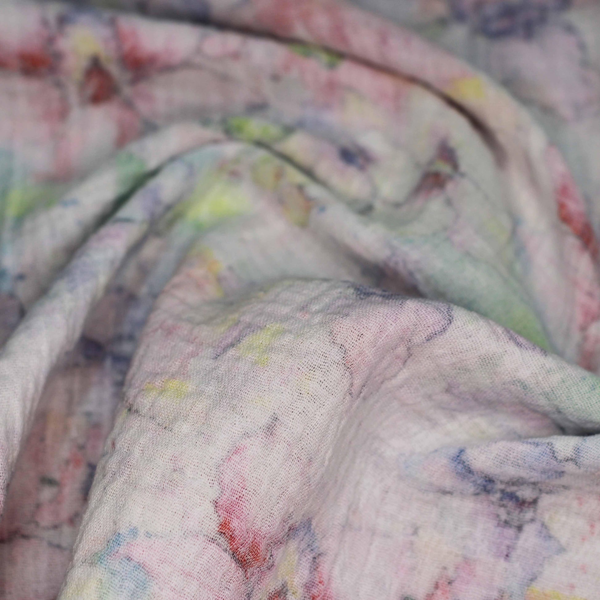 Wild Orchids on Double Gauze Muslin Fabric - Nature's Fabrics