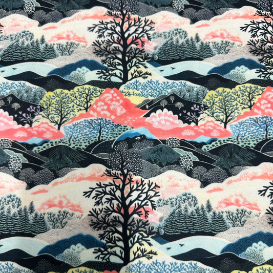Woodblock Forest 1 mil PUL Fabric - Made in the USA - Nature's Fabrics