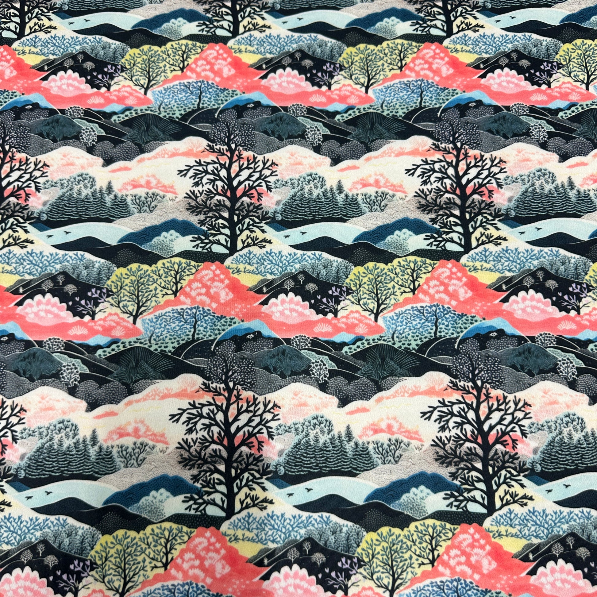 Woodblock Forest 1 mil PUL Fabric - Made in the USA - Nature's Fabrics