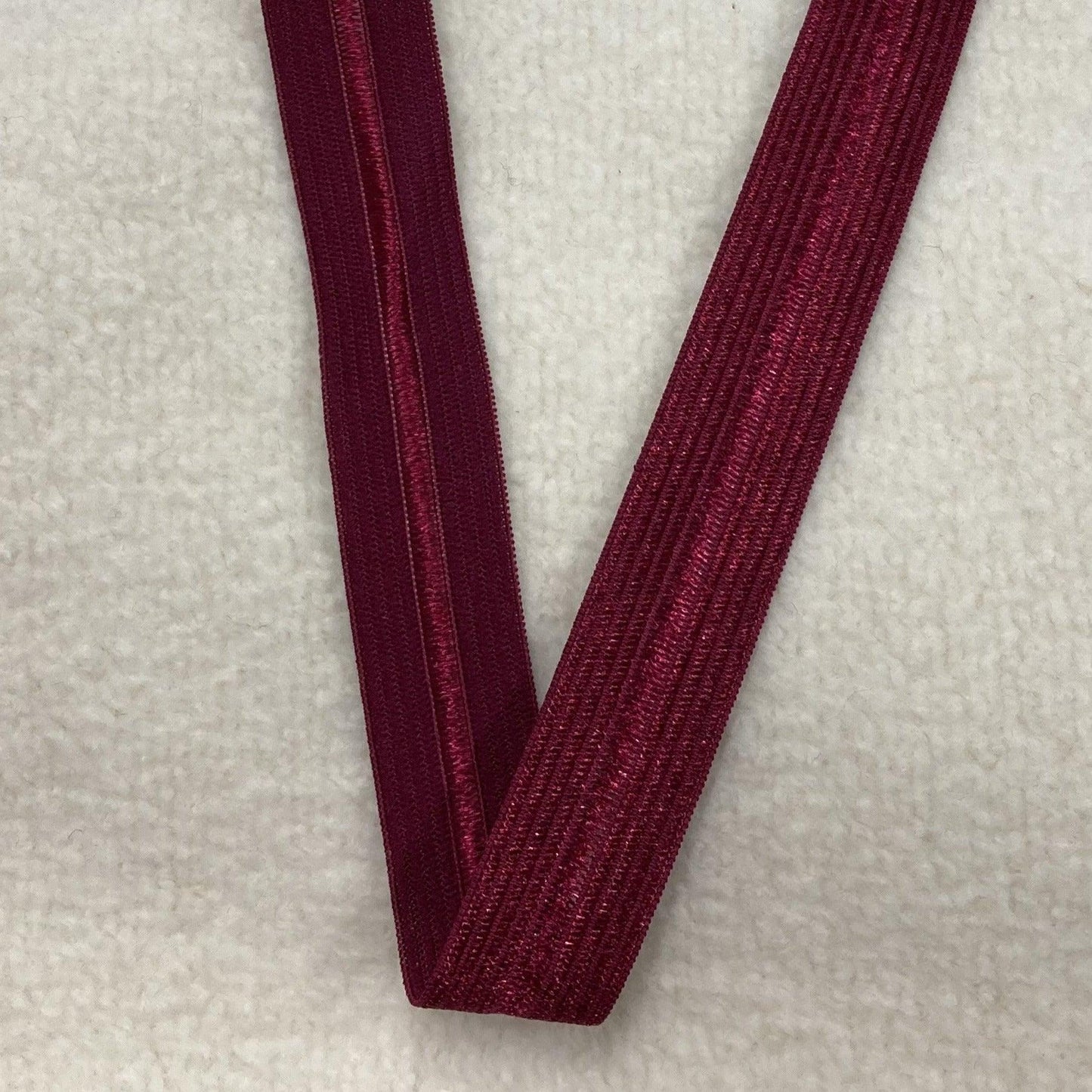 5/8" Shiny Fold Over Elastic - Decorative Edge - Cranberry - Nature's Fabrics