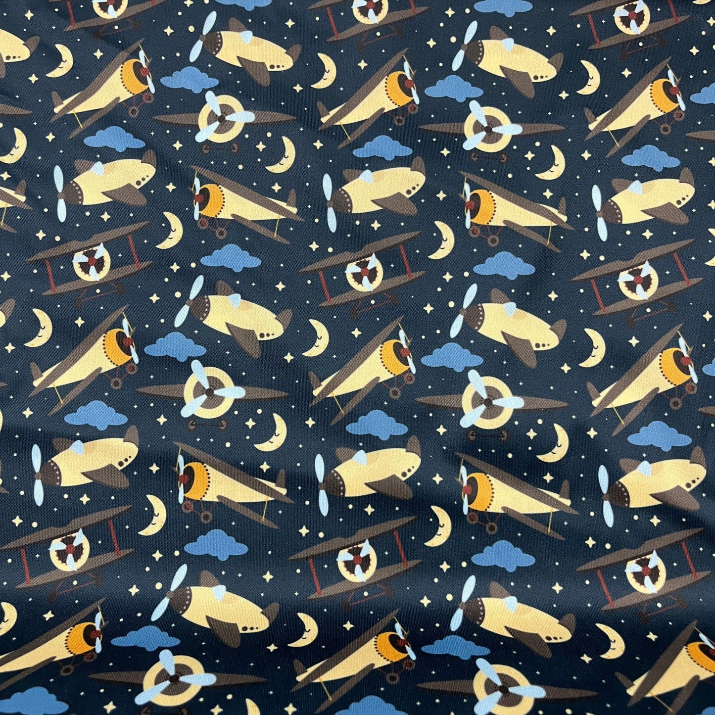 Airplanes at Night 1 mil PUL Fabric - Made in the USA - Nature's Fabrics