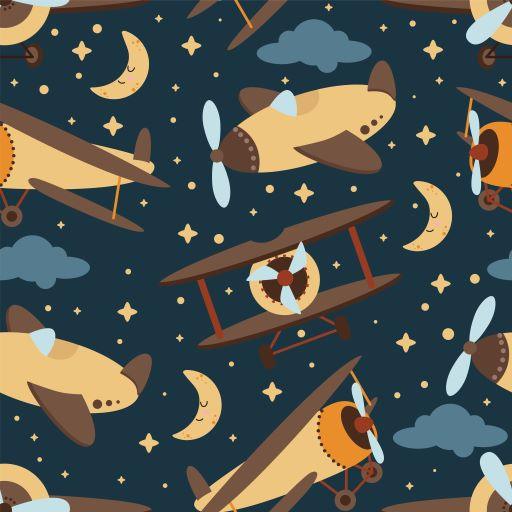 Airplanes at Night 1 mil PUL Fabric - Made in the USA - Nature's Fabrics
