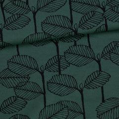 Alder on Dark Green Organic Cotton/Spandex Jersey Fabric - Nature's Fabrics