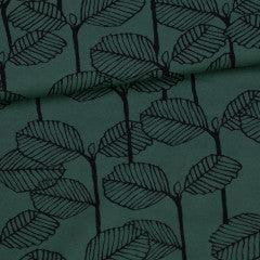 Alder on Dark Green Organic Cotton/Spandex Jersey Fabric - Nature's Fabrics