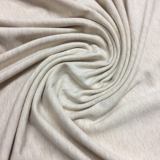 Almond Heather Bamboo/Spandex Rib Knit Fabric - Nature's Fabrics