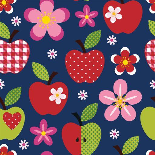 Apple Toss on Bamboo/Spandex Jersey Fabric - Nature's Fabrics
