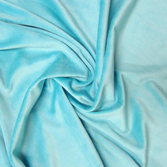 Aqua Blue Cotton Velour Fabric - Nature's Fabrics