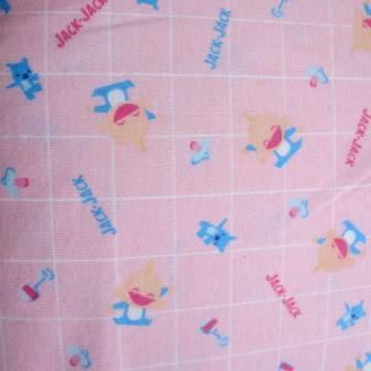 Baby Brother on Pink Cotton Interlock Fabric - Nature's Fabrics