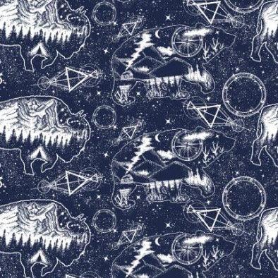Bear and Buffalo Celestial 1 mil PUL Fabric - Made in the USA - Nature's Fabrics