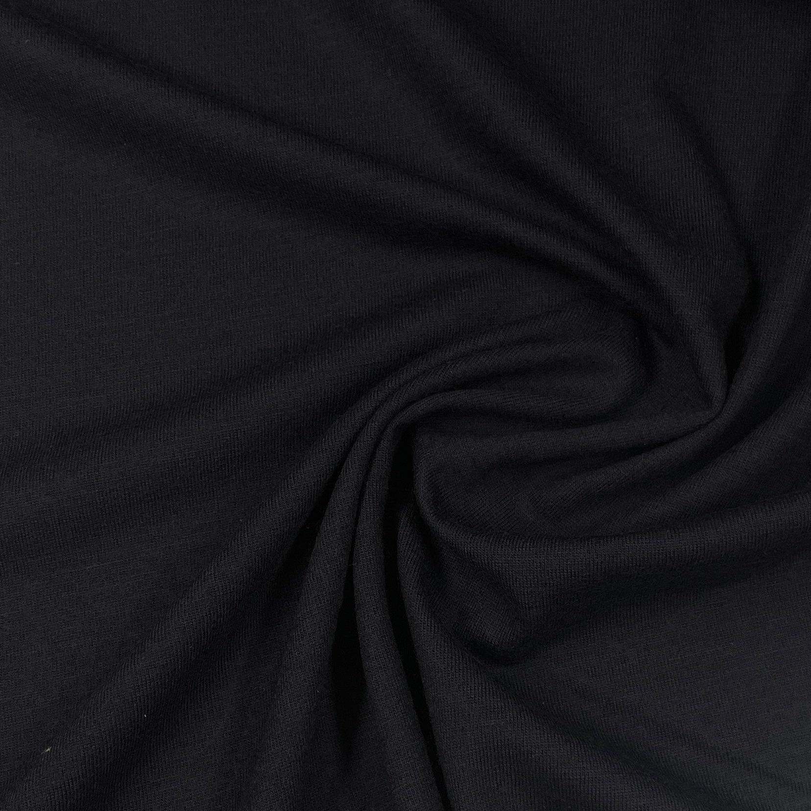 Black 100% Merino Wool Interlock Fabric - 235 GSM - Washable - Nature's Fabrics
