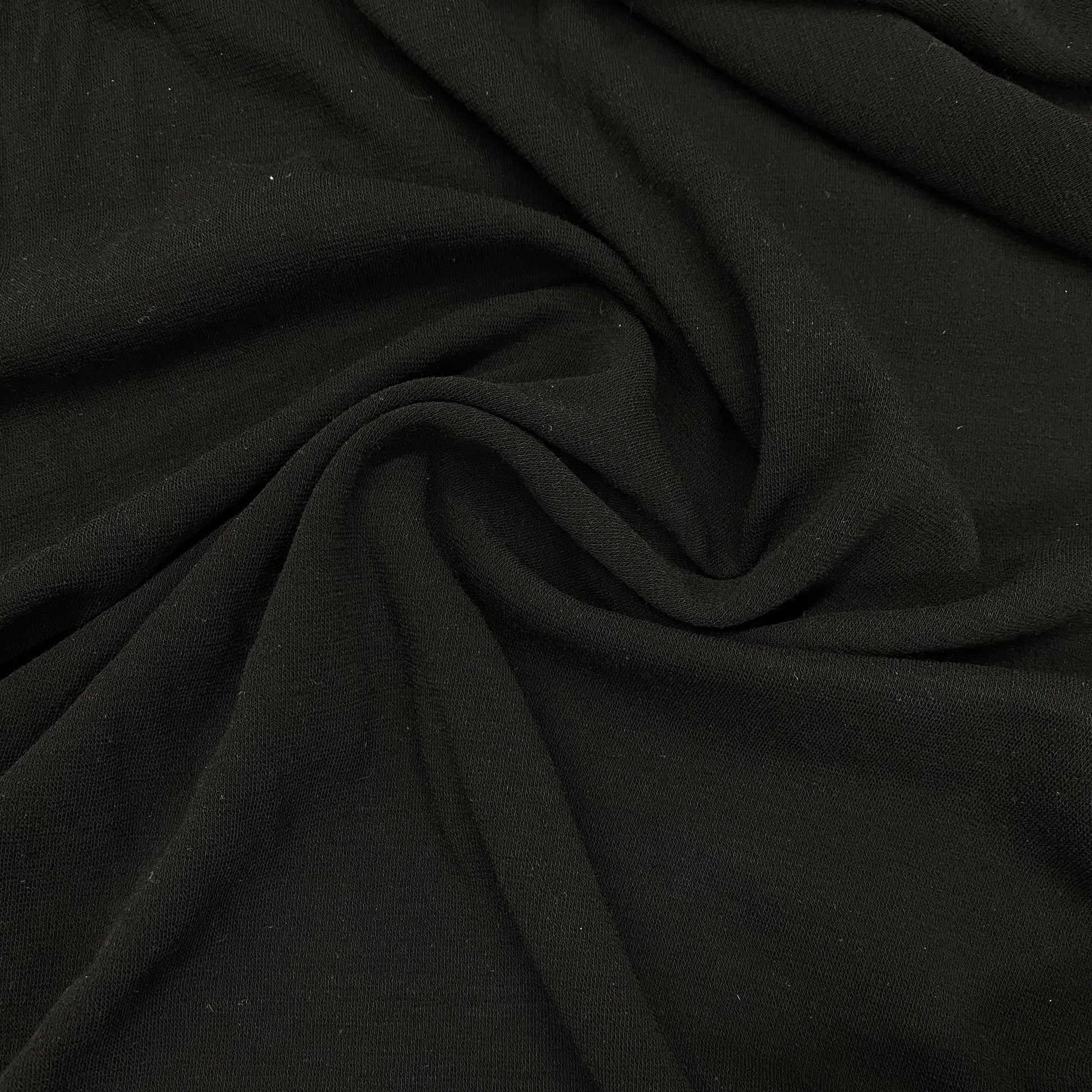 Black 100% Merino Wool Interlock Fabric - 235 GSM - Washable - Nature's Fabrics