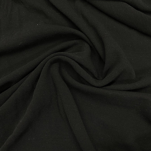 Black 100% Washable Merino Wool Interlock Fabric - 230 GSM - Mulesing Free - Nature's Fabrics