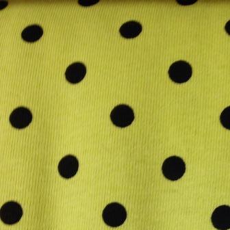 Black 1/4" Dots on Citrus Cotton Jersey Fabric - Nature's Fabrics