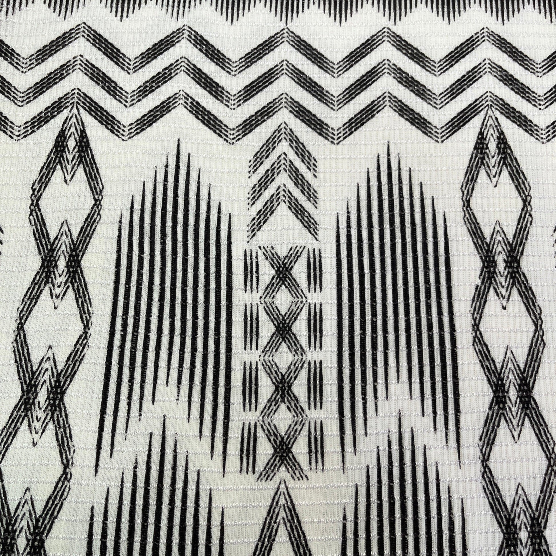 Black Aztec on White Cotton Thermal Fabric - Nature's Fabrics