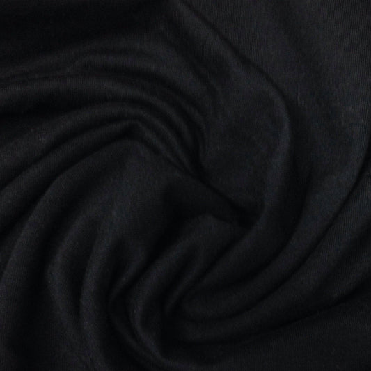 Black Bamboo Stretch French Terry Fabric - 290 GSM - Knit in the USA, $12.80/yd - Rolls - Nature's Fabrics