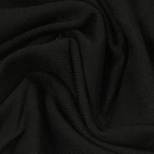 Black Cotton Rib Knit Fabric - 200 GSM - Nature's Fabrics