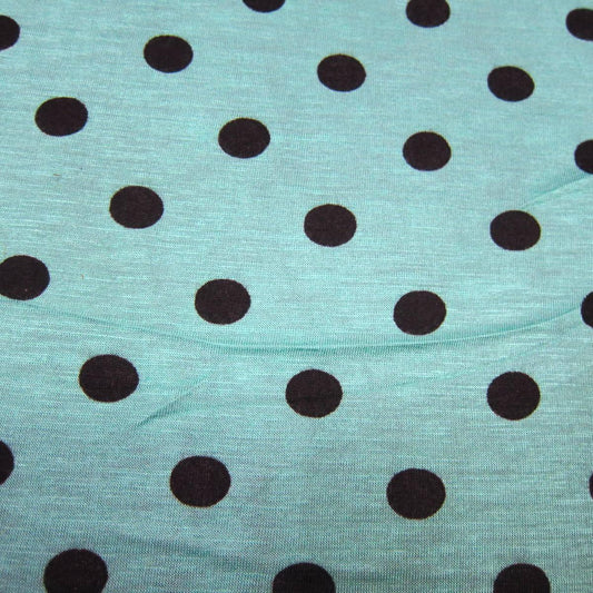 Black Dots on Green Cotton/Poly Jersey