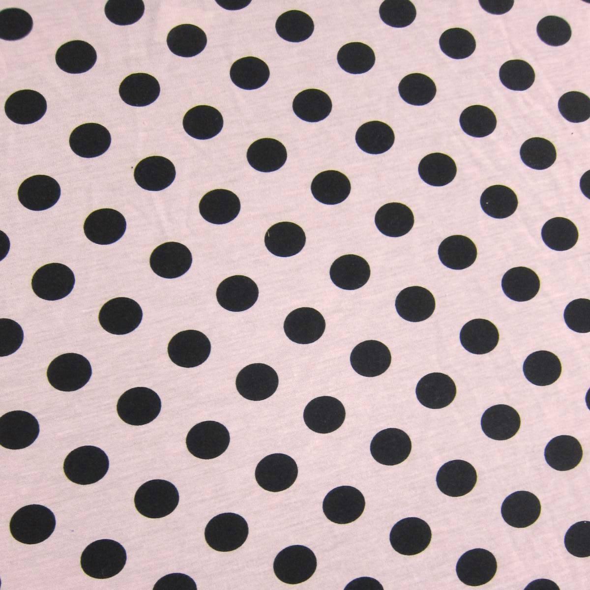 Black Dots On Salmon Cotton/Poly Jersey Fabric - Nature's Fabrics