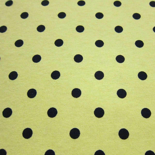 Black Dots On Yellow Cotton Jersey Fabric - Nature's Fabrics