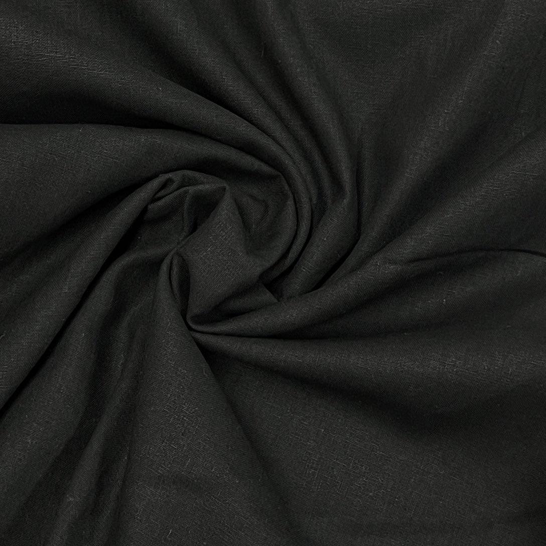 Black Linen Woven Fabric - 200 GSM - Nature's Fabrics