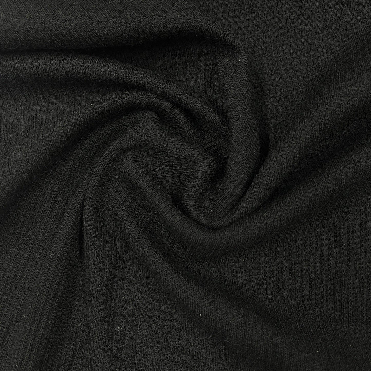 Black Merino Wool Rib Knit Fabric - 1x1 - Nature's Fabrics