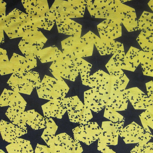 Black Stars on Yellow Cotton/Poly Jersey