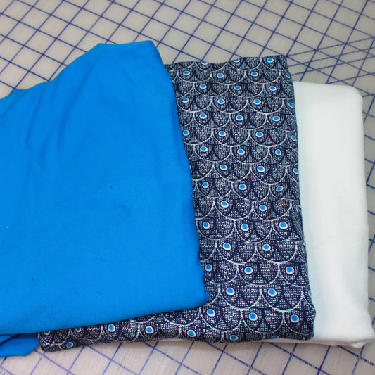 Blue Geo Cotton Poly Jersey Fabric Bundle - Nature's Fabrics