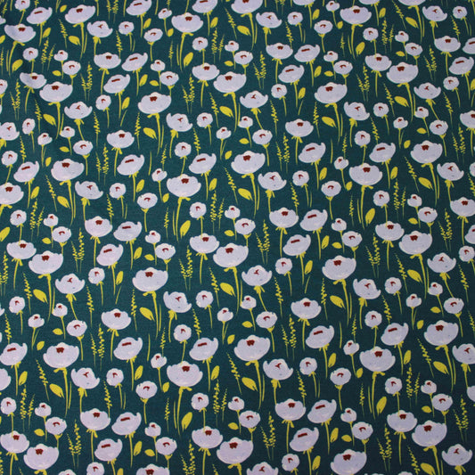 Blue Poppies on Bamboo/Spandex Jersey Fabric - Nature's Fabrics