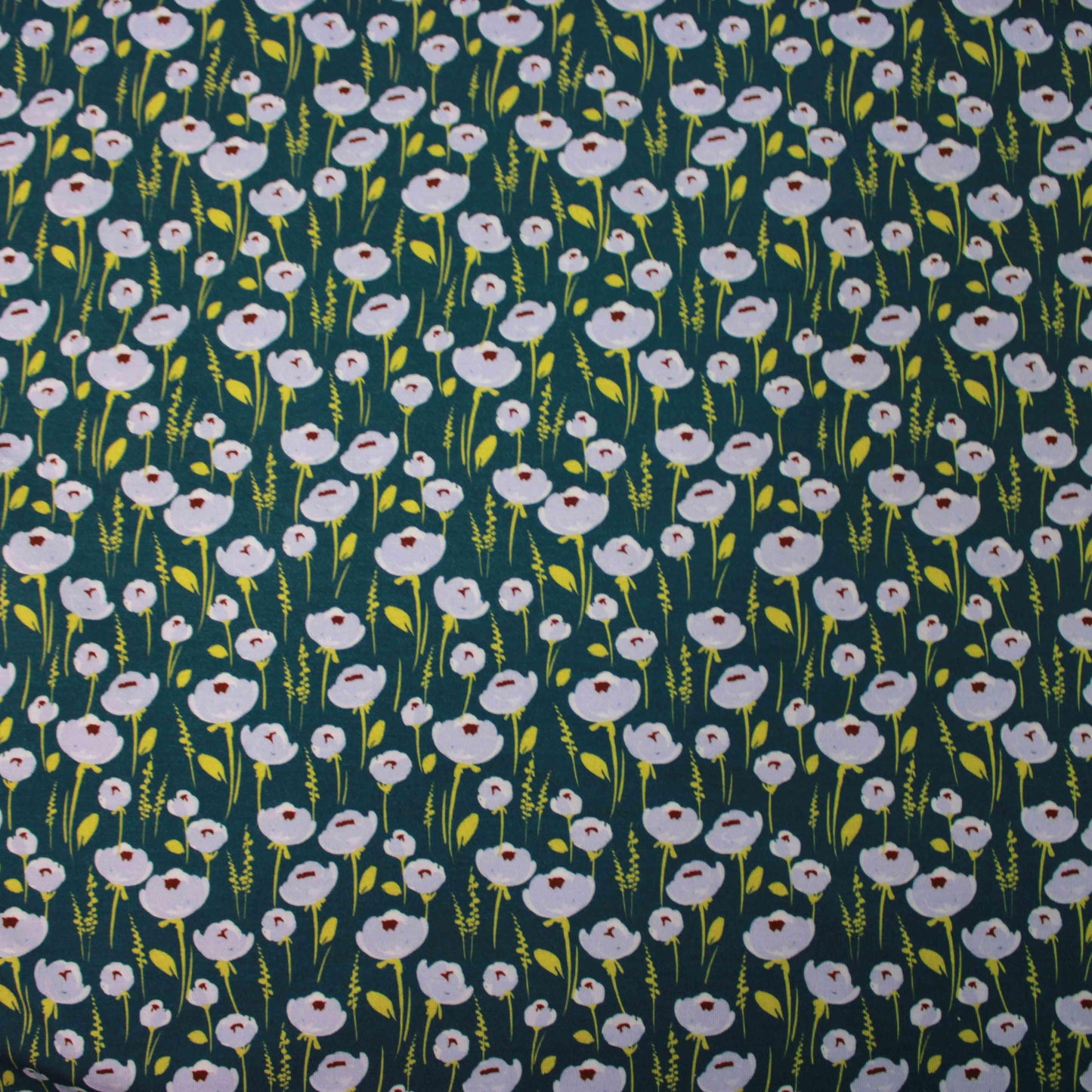 Blue Poppies on Bamboo/Spandex Jersey Fabric - Nature's Fabrics