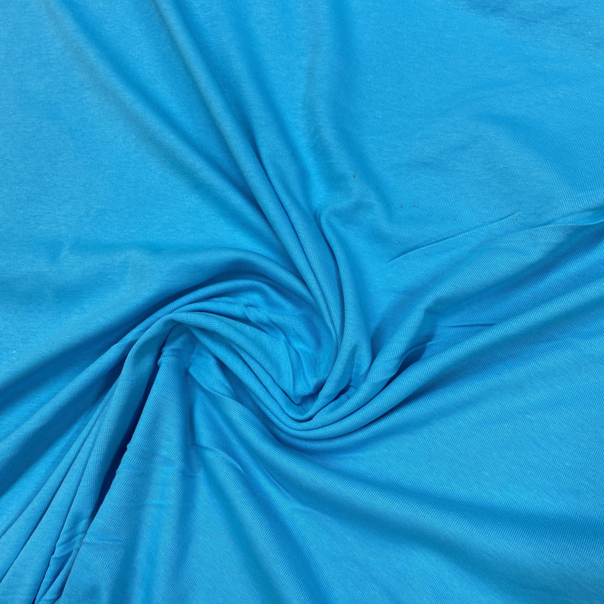 Bright Blue Organic Cotton Rib Knit Fabric - Nature's Fabrics