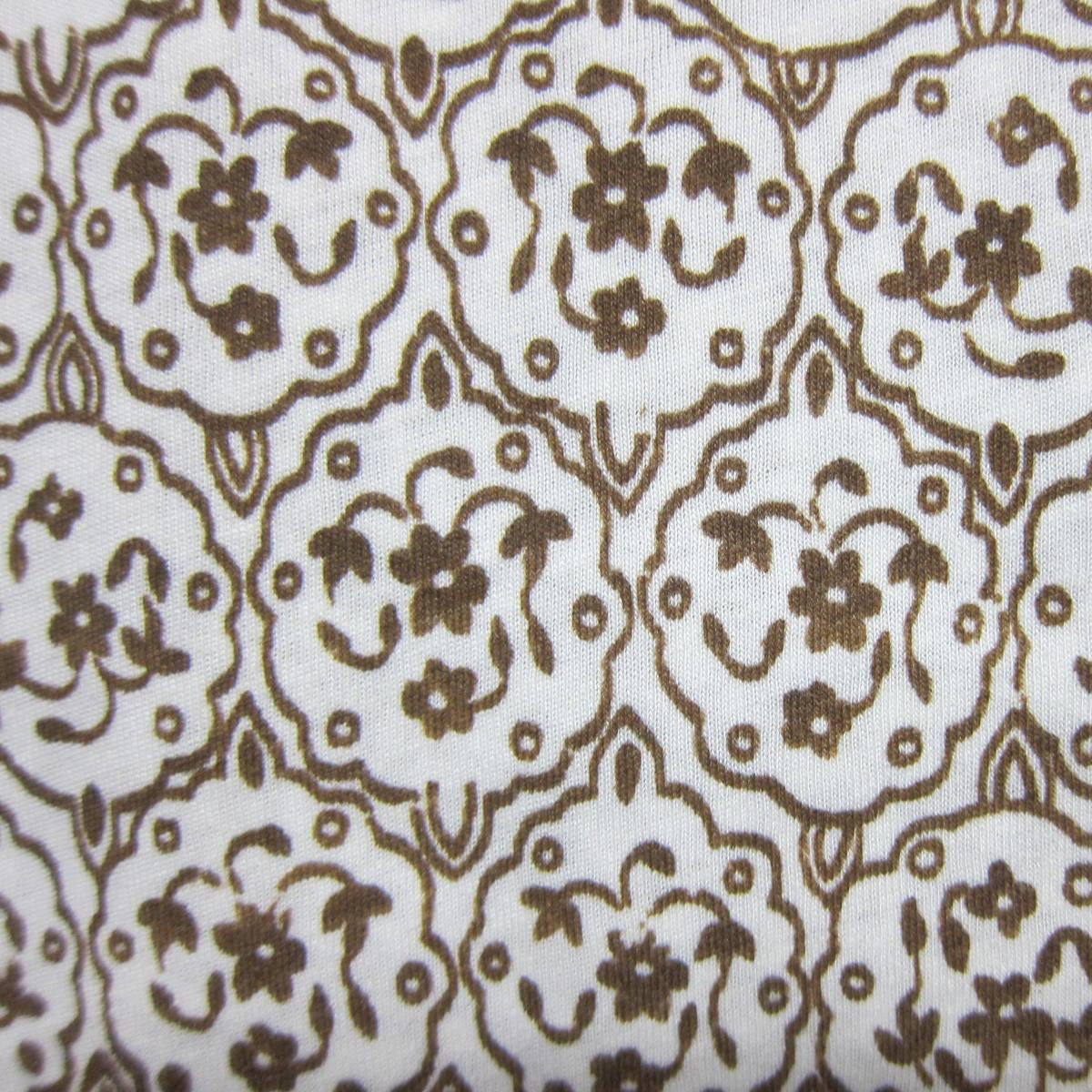 Brown Antique Flowers on Natural Cotton Jersey