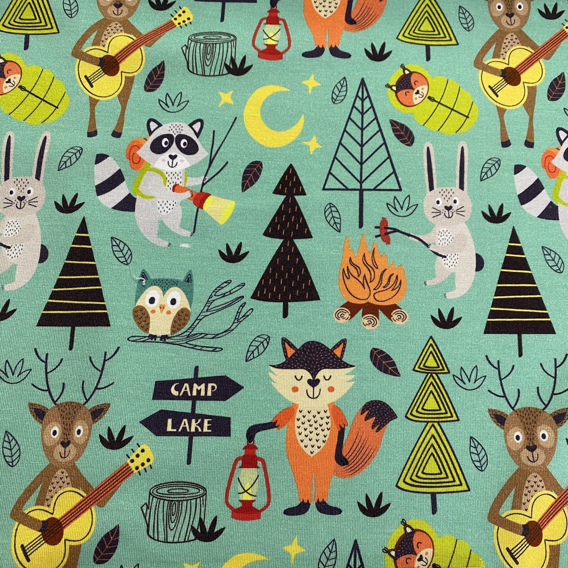 Campsite Animals on 1 mil PUL Fabric - Made in the USA - Nature's Fabrics