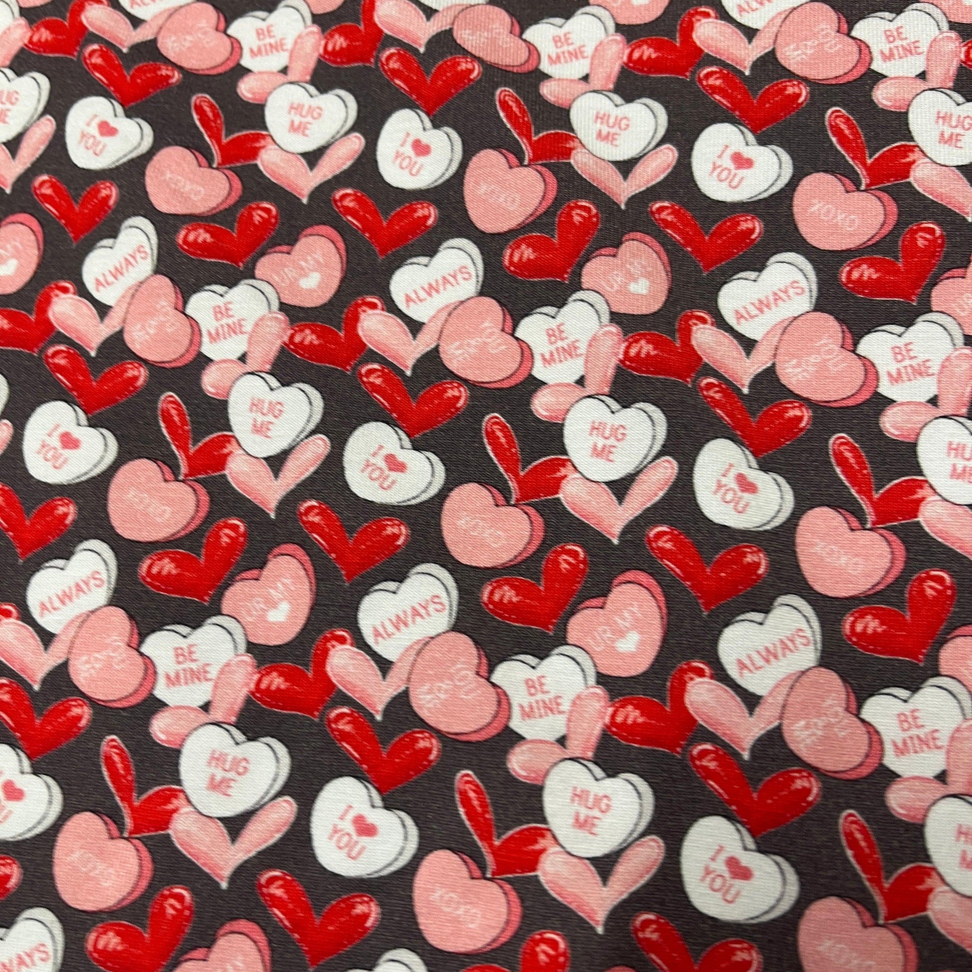 Candy Hearts on Bamboo/Spandex Jersey Fabric - Nature's Fabrics