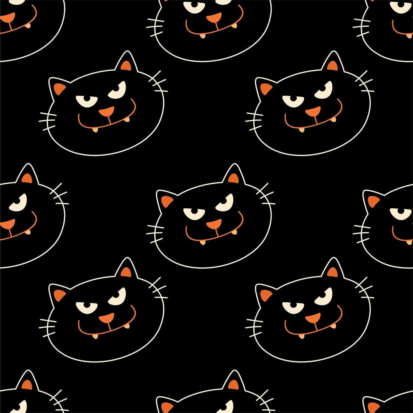 Cat Faces on Bamboo Stretch French Terry Fabric - Nature's Fabrics