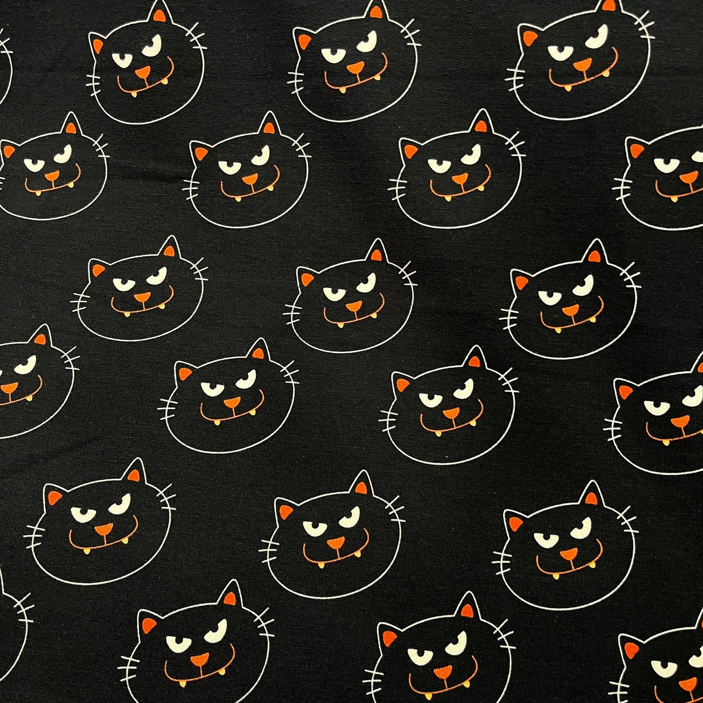 Cat Faces on Bamboo Stretch French Terry Fabric - Nature's Fabrics