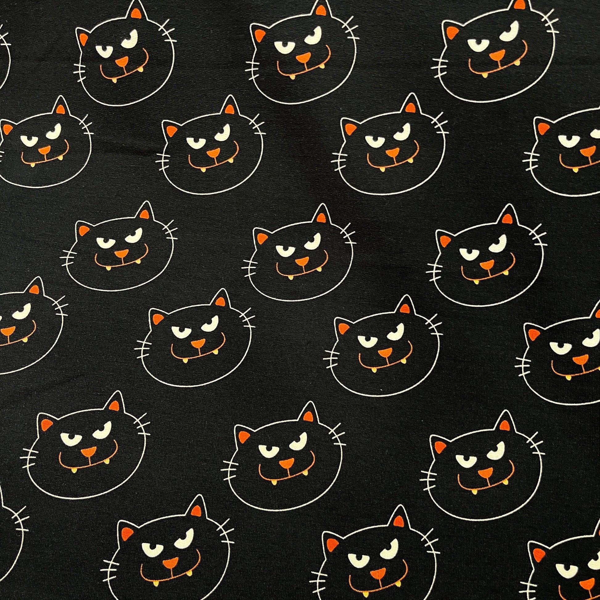 Cat Faces on Bamboo/Spandex Jersey Fabric - Nature's Fabrics