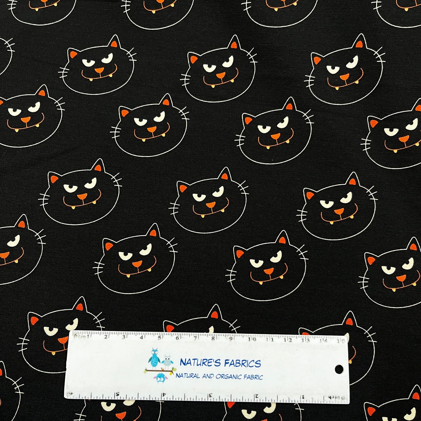 Cat Faces on Bamboo/Spandex Jersey Fabric - Nature's Fabrics