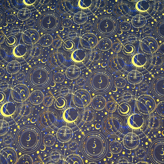 Celestial on Navy Bamboo/Spandex Jersey Fabric - Nature's Fabrics