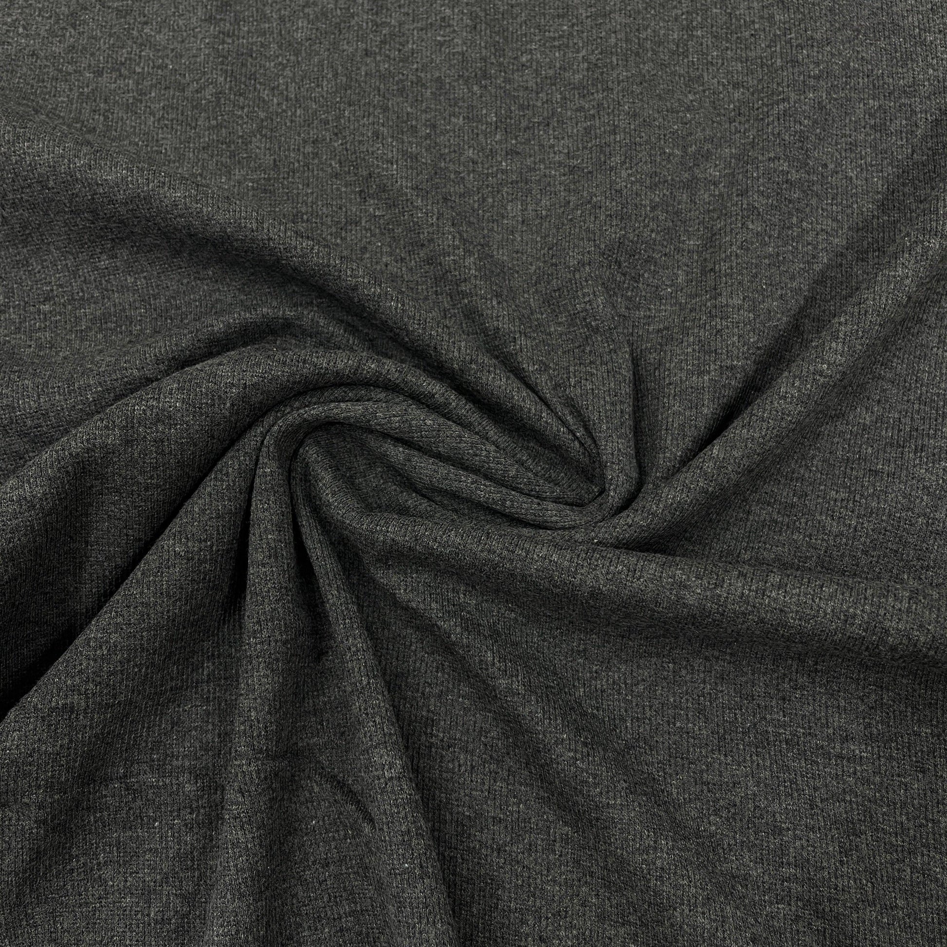 Charcoal Heather 2x2 Organic Cotton Rib Knit Fabric - Nature's Fabrics